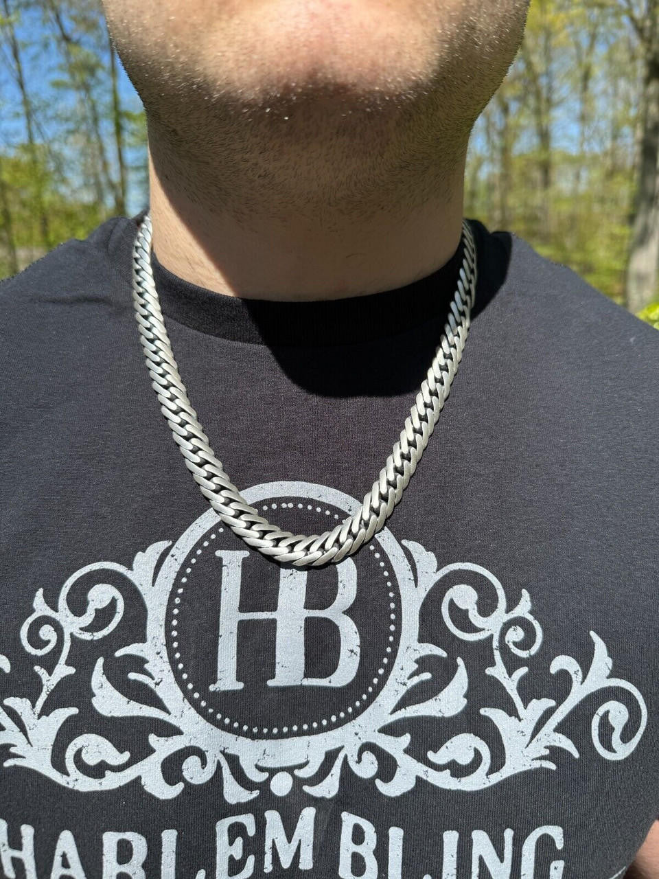 Solid 925 Silver Oxidized Handmade Double Curb Cuban Chain Necklace / Bracelet