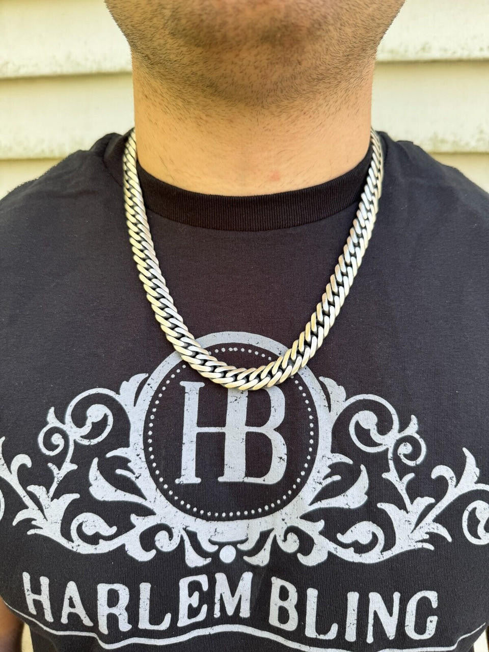 Solid 925 Silver Oxidized Handmade Double Curb Cuban Chain Necklace / Bracelet