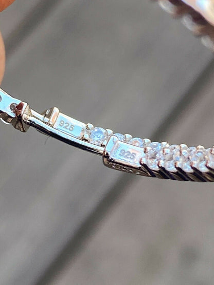 Solid 925 Sterling Silver Big Endless Hoops Earrings 1.5 40mm 1ct TW Diamond