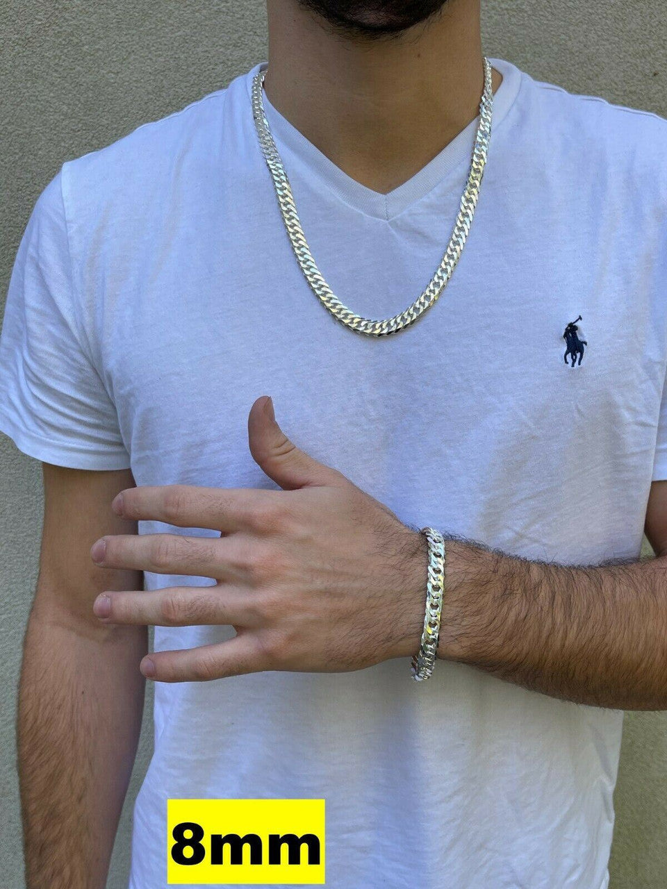 Solid 925 Sterling Silver Double Curb Cuban Chain Necklace / Bracelet TIGHT LINK
