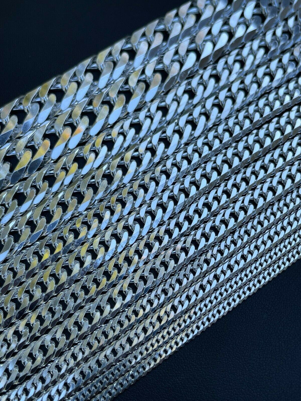 Solid 925 Sterling Silver Double Curb Cuban Chain Necklace / Bracelet TIGHT LINK