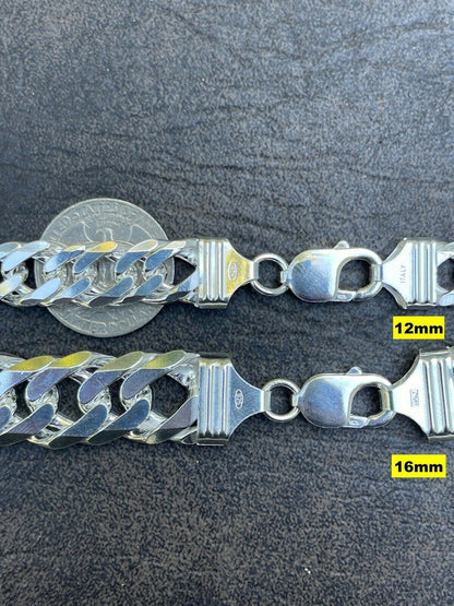 Solid 925 Sterling Silver Double Curb Cuban Chain Necklace / Bracelet TIGHT LINK