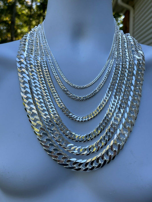 Solid 925 Sterling Silver Double Curb Cuban Chain Necklace / Bracelet TIGHT LINK