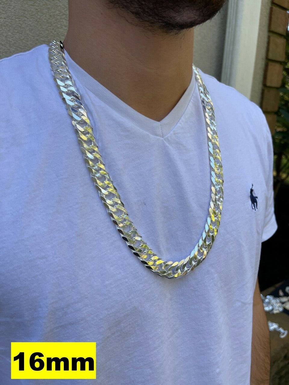 Solid 925 Sterling Silver Double Curb Cuban Chain Necklace