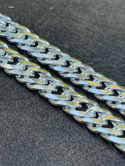 Solid 925 Sterling Silver Double Curb Cuban Chain Necklace / Bracelet TIGHT LINK