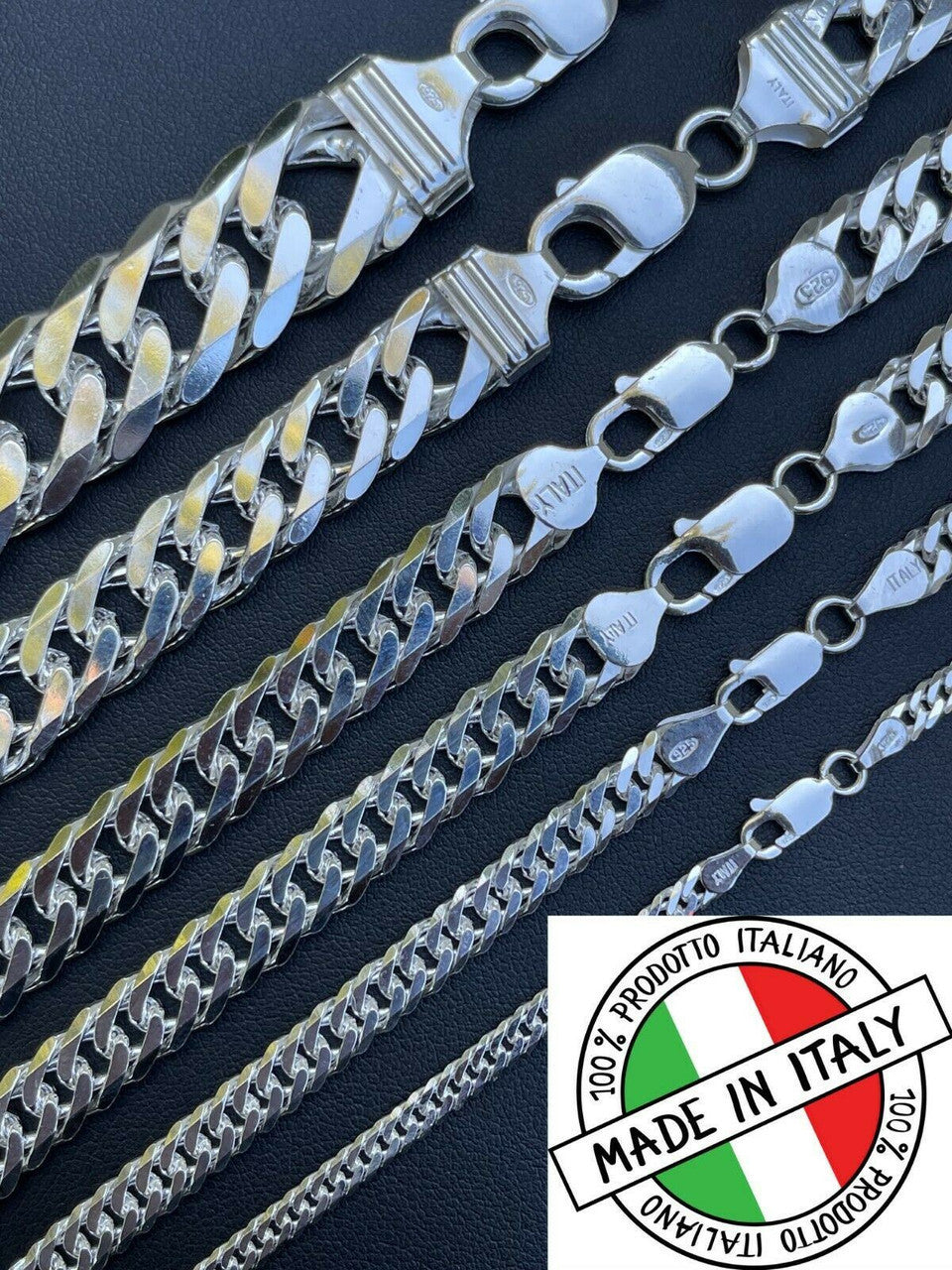 Solid 925 Sterling Silver Double Curb Cuban Chain Necklace / Bracelet TIGHT LINK