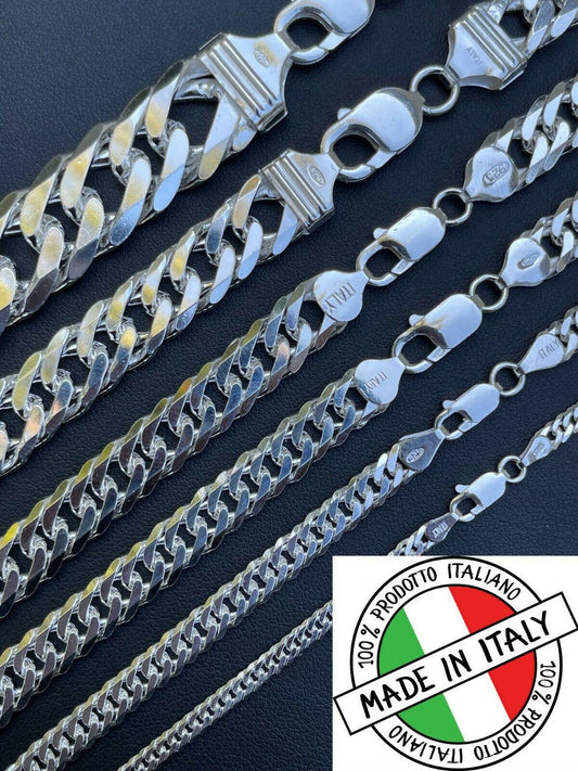 Solid 925 Sterling Silver Double Curb Cuban Chain Necklace / Bracelet TIGHT LINK