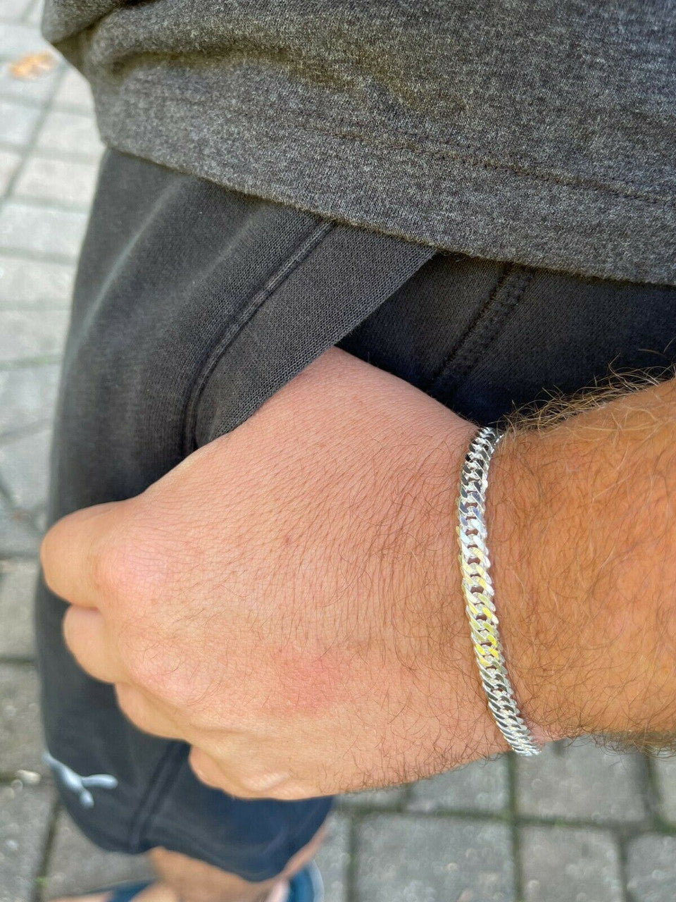 Solid 925 Sterling Silver Double Curb Cuban Chain Necklace / Bracelet TIGHT LINK