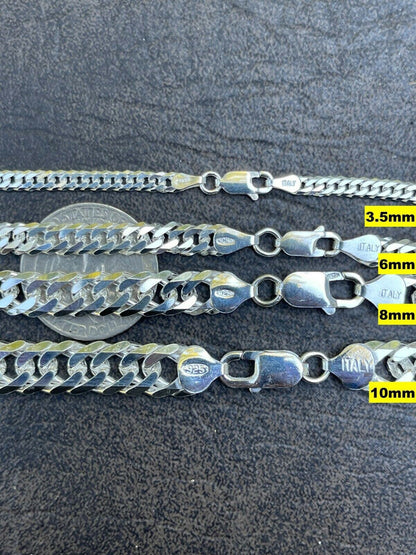 Solid 925 Sterling Silver Double Curb Cuban Chain Necklace / Bracelet TIGHT LINK