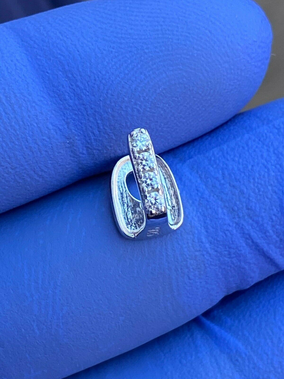 SOLID 925 Sterling Silver Gap Grillz Single Tooth Hip Hop Grill Cap Iced Diamond