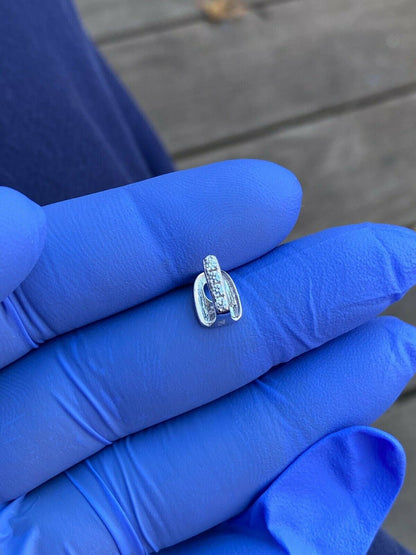 SOLID 925 Sterling Silver Gap Grillz Single Tooth Hip Hop Grill Cap Iced Diamond