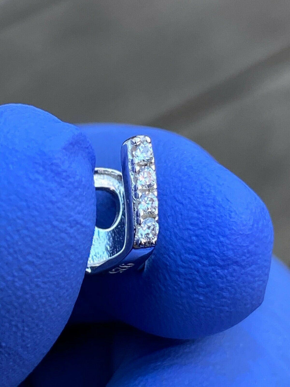 SOLID 925 Sterling Silver Gap Grillz Single Tooth Hip Hop Grill Cap Iced Diamond