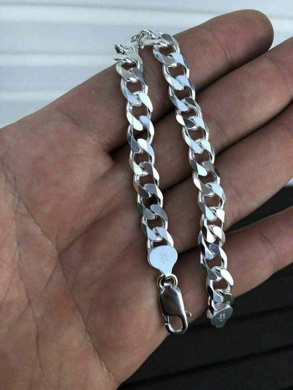 Solid 925 Sterling Silver Men's 8mm Thick Miami Cuban Link Chain Heavy ITALY