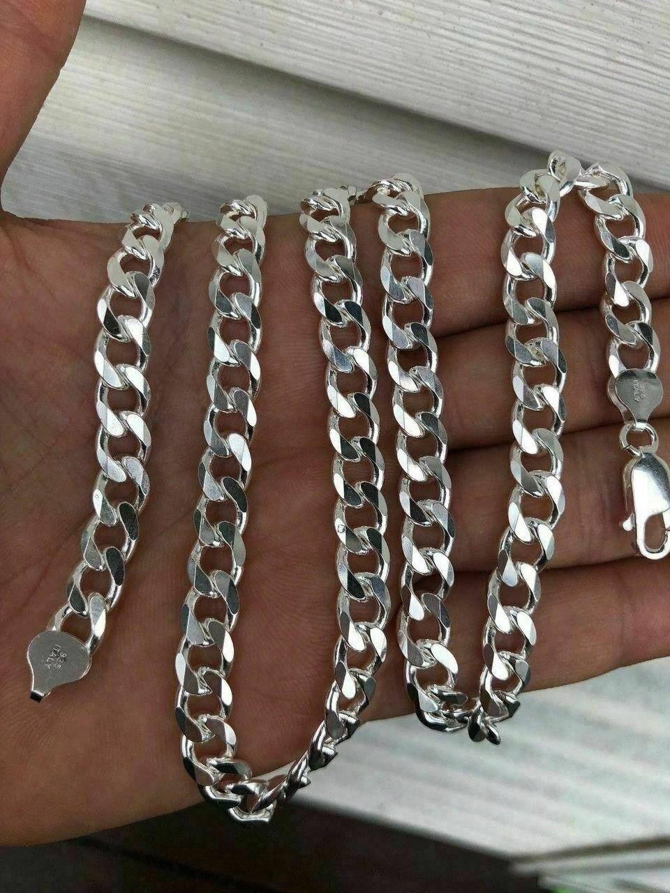 Solid 925 Sterling Silver Men's 8mm Thick Miami Cuban Link Chain Heavy ITALY