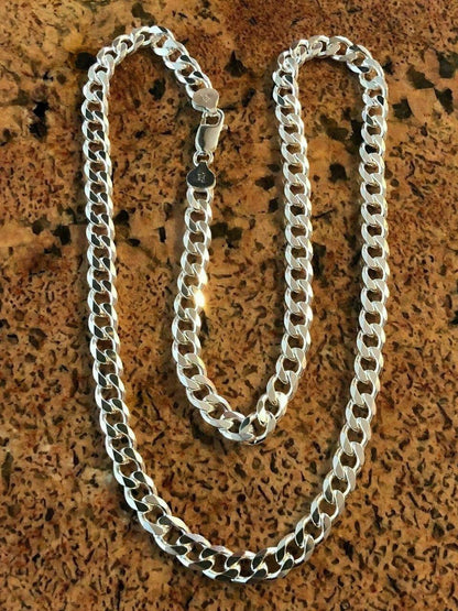 Solid 925 Sterling Silver Men's 8mm Thick Miami Cuban Link Chain Heavy ITALY
