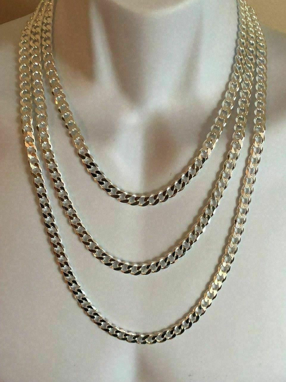 Solid 925 Sterling Silver Men's 8mm Thick Miami Cuban Link Chain Heavy ITALY