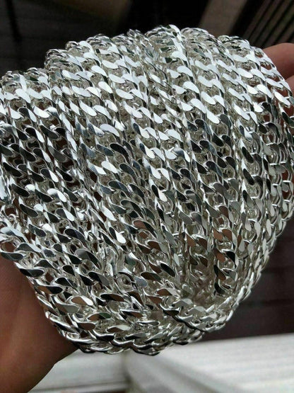Solid 925 Sterling Silver Men's 8mm Thick Miami Cuban Link Chain Heavy ITALY