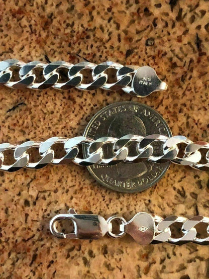 Solid 925 Sterling Silver Men's 8mm Thick Miami Cuban Link Chain Heavy ITALY