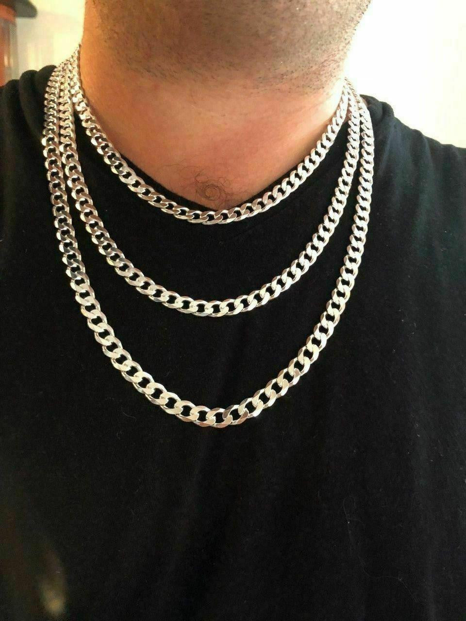 Solid 925 Sterling Silver Men's 8mm Thick Miami Cuban Link Chain Heavy ITALY