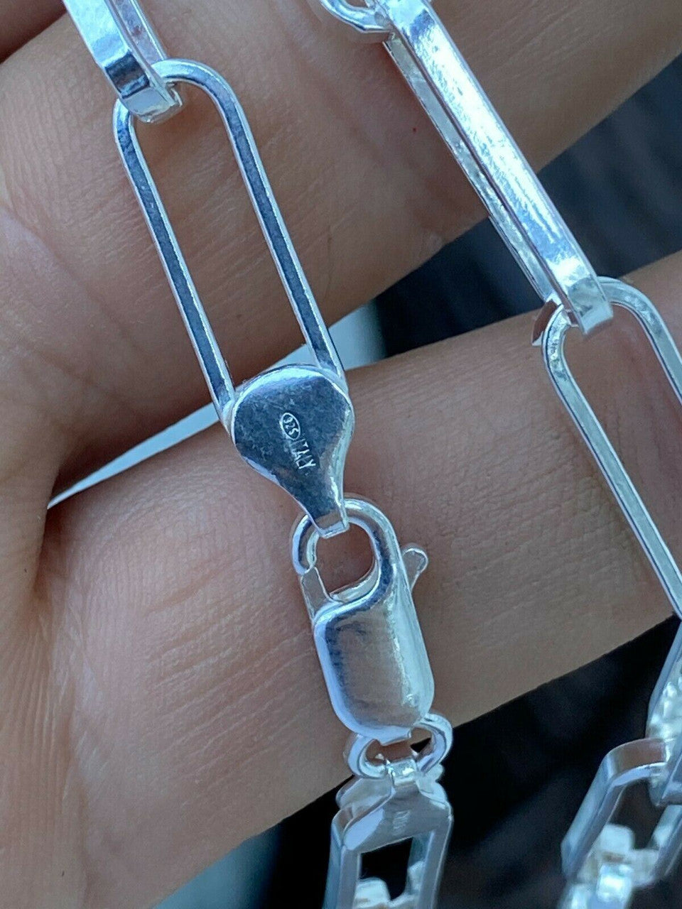 Solid 925 Sterling Silver Paperclip Chain Or Bracelet Large 7mm