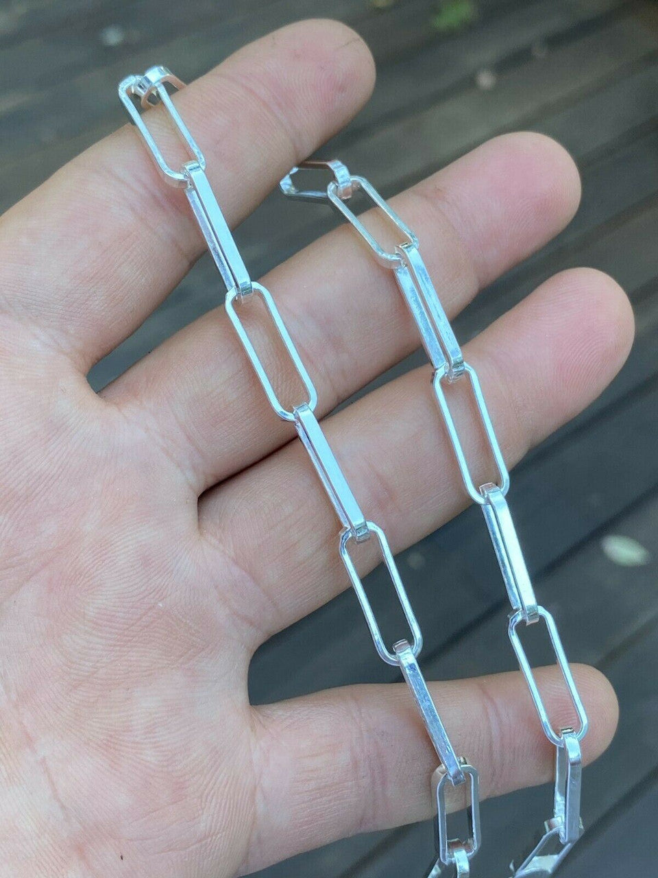 Solid 925 Sterling Silver Paperclip Chain Or Bracelet Large 7mm Necklace Italy