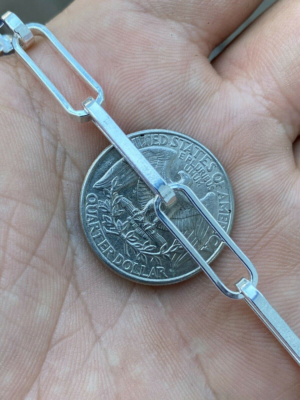 Solid 925 Sterling Silver Paperclip Chain Or Bracelet Large 7mm Necklace Italy