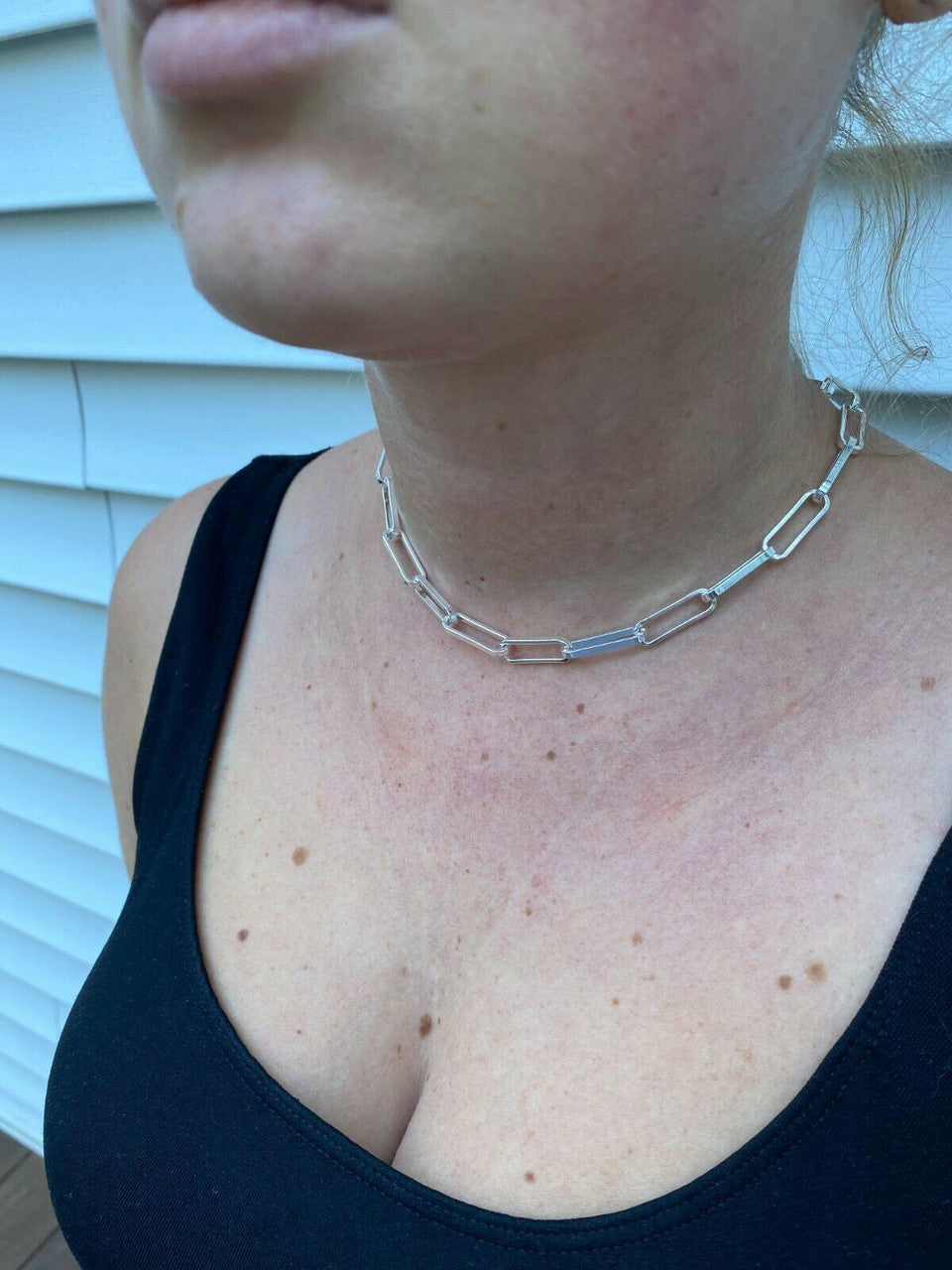 Solid 925 Sterling Silver Paperclip Chain Or Bracelet Large 7mm Necklace Italy