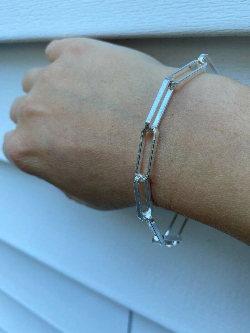 Solid 925 Sterling Silver Paperclip Chain Or Bracelet Large 7mm Necklace Italy