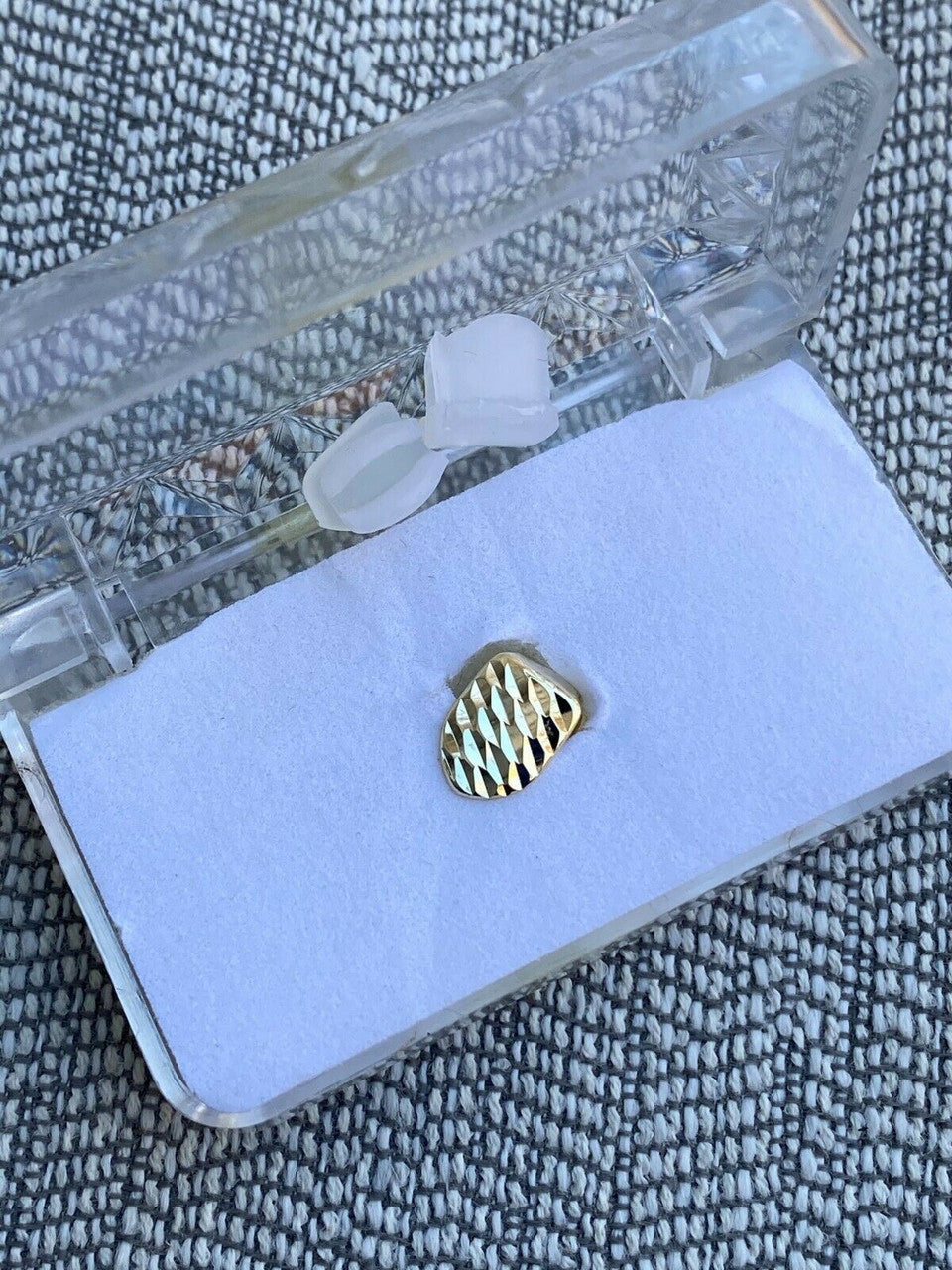 SOLID 925 Sterling Silver Single Tooth Grillz Gold Hip Hop Grill Cap Diamond Cut REAL