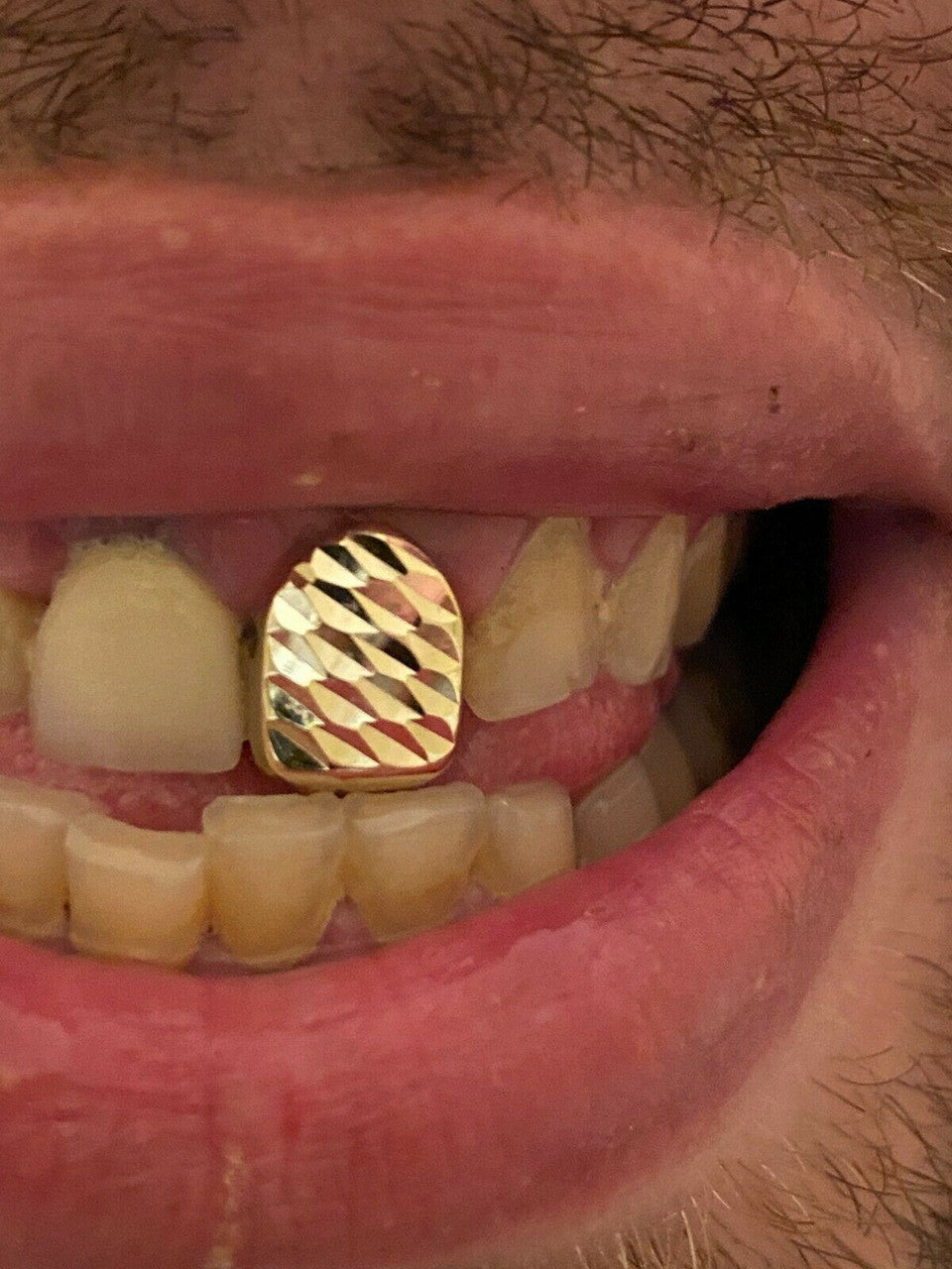 SOLID 925 Sterling Silver Single Tooth Grillz Gold Hip Hop Grill Cap Diamond Cut REAL