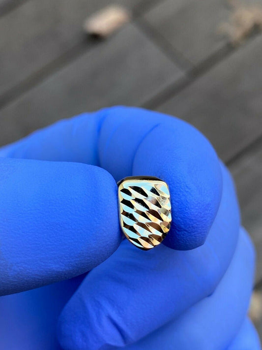 SOLID 925 Sterling Silver Single Tooth Grillz Gold Hip Hop Grill Cap Diamond Cut REAL
