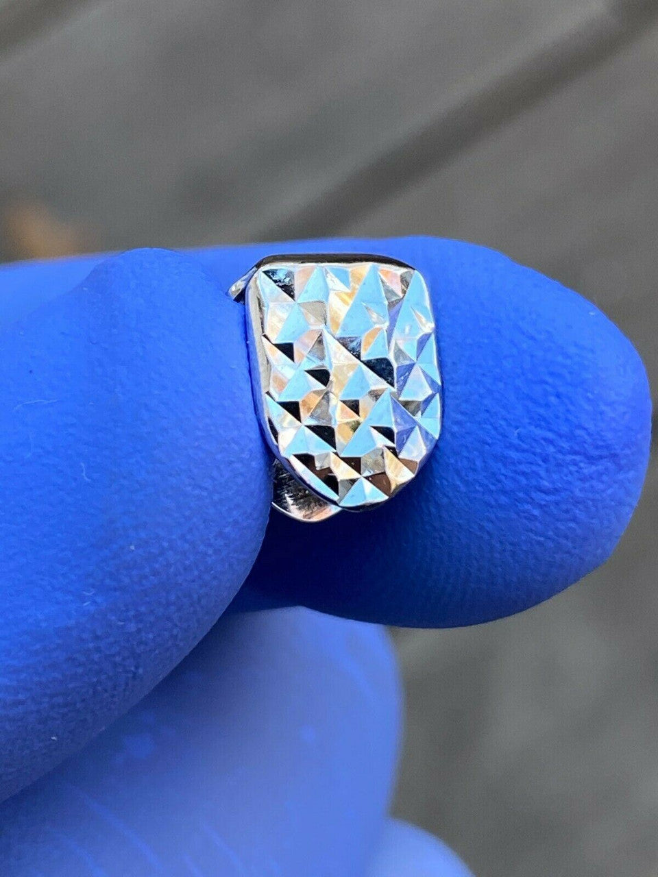 SOLID 925 Sterling Silver Single Tooth Grillz Hip Hop Grill Cap Diamond Cut REAL