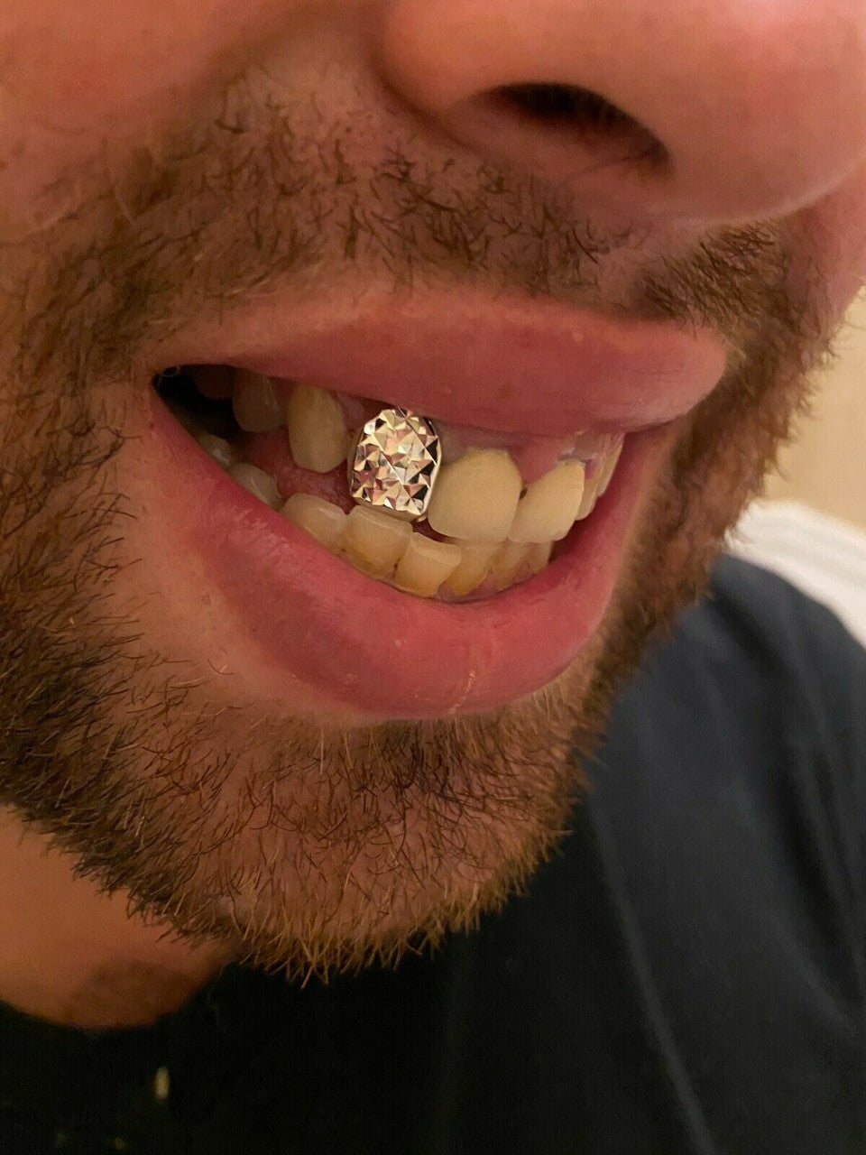 SOLID 925 Sterling Silver Single Tooth Grillz Hip Hop Grill Cap Diamond Cut REAL