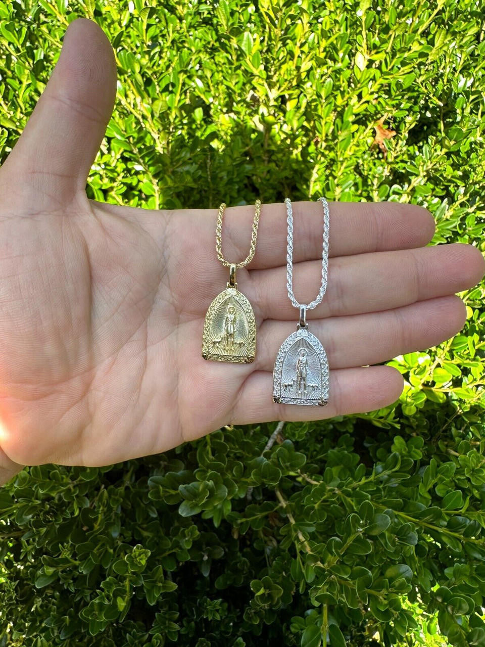 St Lazarus Plain Real 925 Silver / Gold Plated Saint Necklace Pendant San Lazaro