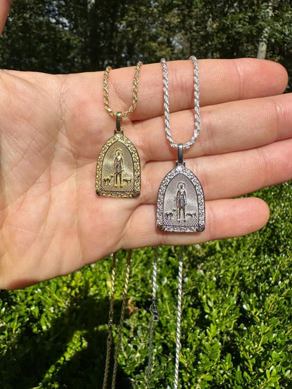 St Lazarus Plain Real 925 Silver / Gold Plated Saint Necklace Pendant San Lazaro