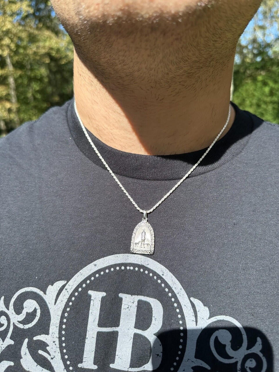 St Lazarus Plain Real 925 Silver / Gold Plated Saint Necklace Pendant San Lazaro