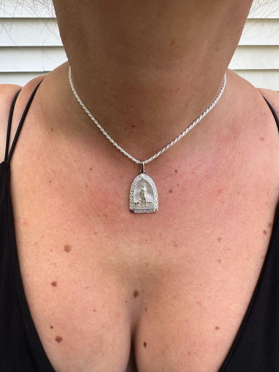 St Lazarus Plain Real 925 Silver / Gold Plated Saint Necklace Pendant San Lazaro