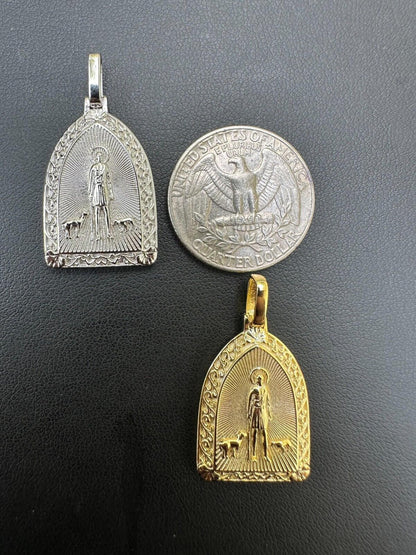 St Lazarus Plain Real 925 Silver / Gold Plated Saint Necklace Pendant San Lazaro