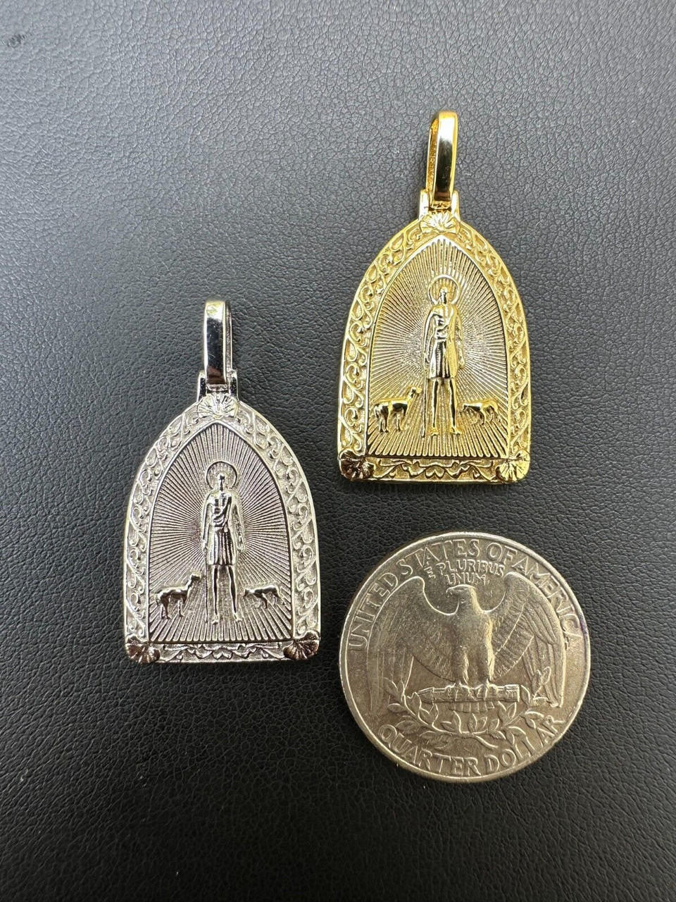 St Lazarus Plain Real 925 Silver / Gold Plated Saint Necklace Pendant San Lazaro