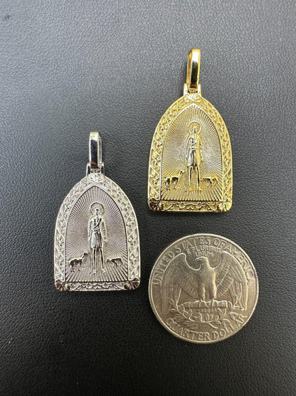 St Lazarus Plain Real 925 Silver / Gold Plated Saint Necklace Pendant San Lazaro