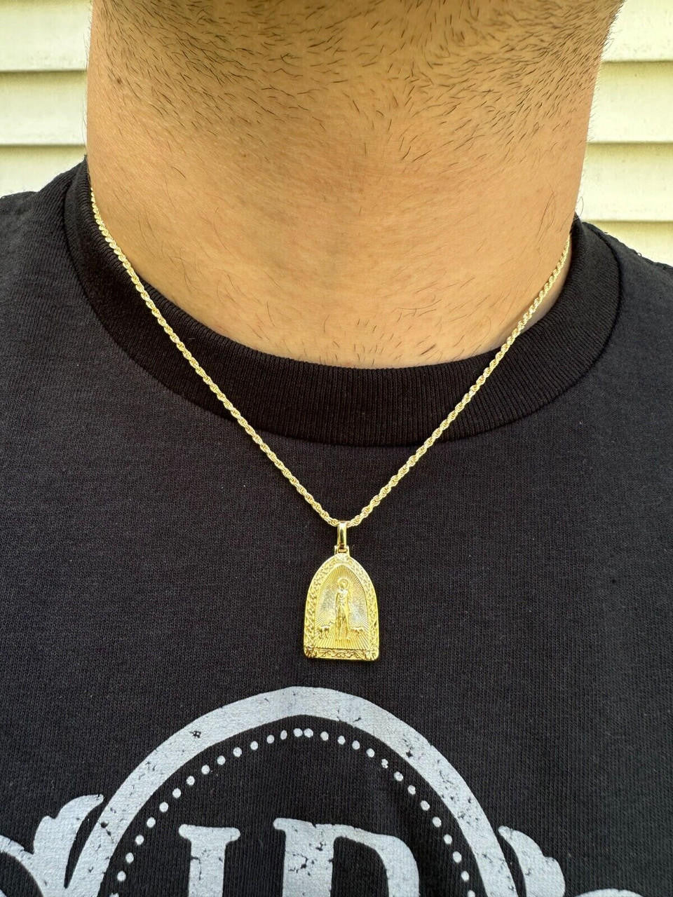 St Lazarus Plain Real 925 Silver / Gold Plated Saint Necklace Pendant San Lazaro