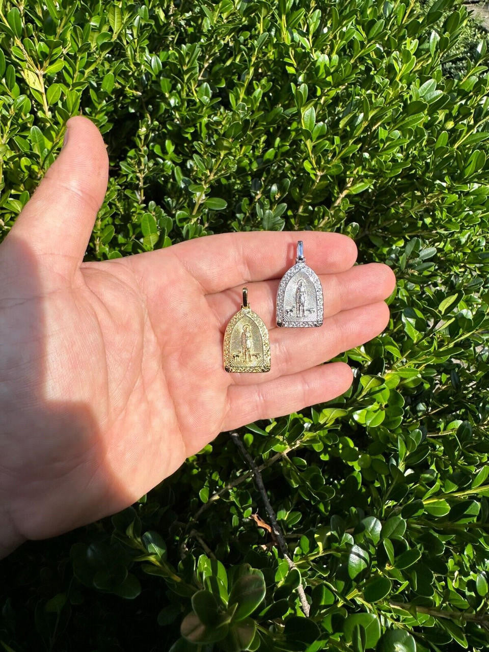 St Lazarus Plain Real 925 Silver / Gold Plated Saint Necklace Pendant San Lazaro