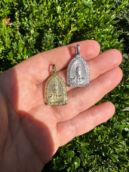 St Lazarus Plain Real 925 Silver / Gold Plated Saint Necklace Pendant San Lazaro