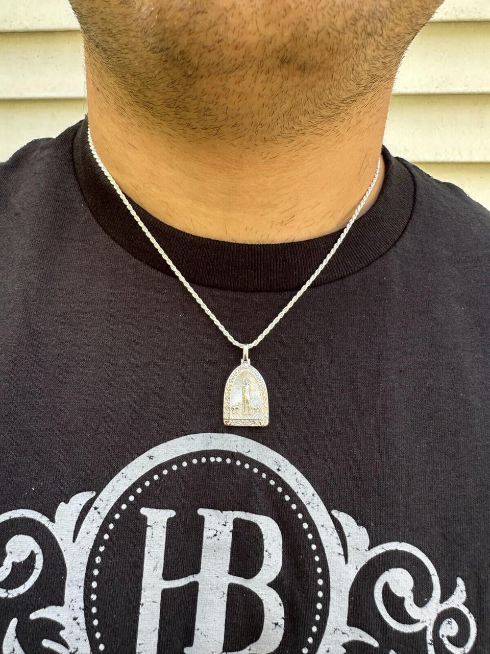 St Lazarus Plain Real 925 Silver / Gold Plated Saint Necklace Pendant San Lazaro