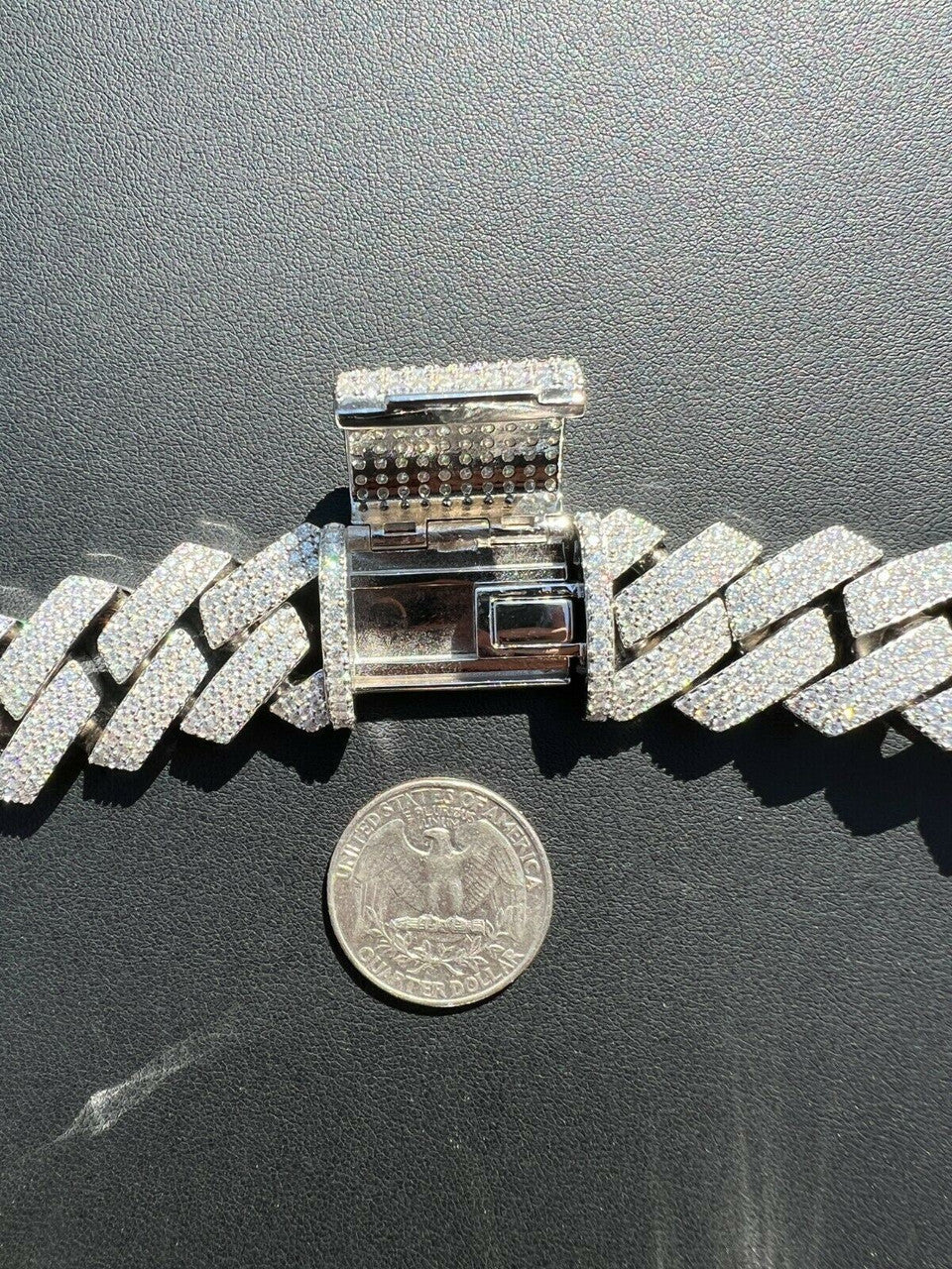 THICK 22mm MOISSANITE Prong Cuban Link Chain 925 Silver Iced Pass Diamond Tester