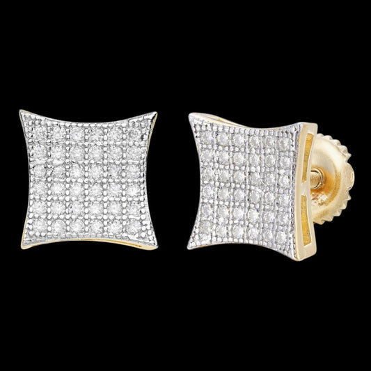 0.43ct VVS Real Diamond Men's Solid 14k Yellow Gold Iced Hip Hop Kite Earrings