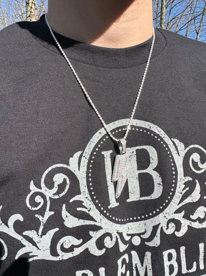 VVS MOISSANITE Iced Hip Hop Real Silver / Gold Lightning Bolt Necklace Pendant