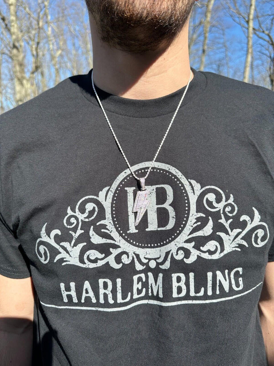 VVS MOISSANITE Iced Hip Hop Real Silver / Gold Lightning Bolt Necklace Pendant