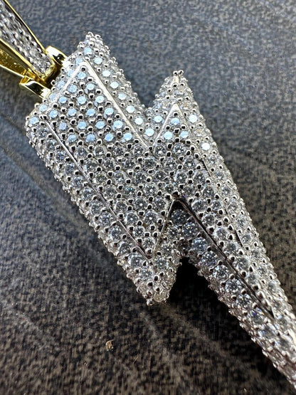 VVS MOISSANITE Iced Hip Hop Real Silver / Gold Lightning Bolt Necklace Pendant