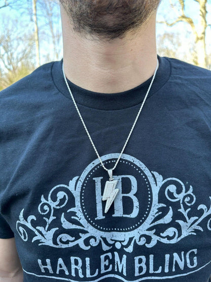 VVS MOISSANITE Iced Hip Hop Real Silver / Gold Lightning Bolt Necklace Pendant